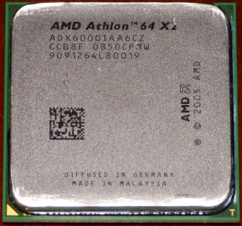 AMD Athlon 64 X2 6000+ 3GHz (ADX6000IAA6CZ) K9 Windsor L2-Cache 2x1MB Socket AM2 Germany Malaysia 2007